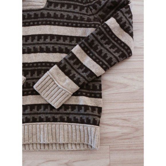 Vince Men's 100% Wool Fair Isle Striped Shawl Collar V Neck Knit Sweater $295 M - Picture 11 of 13